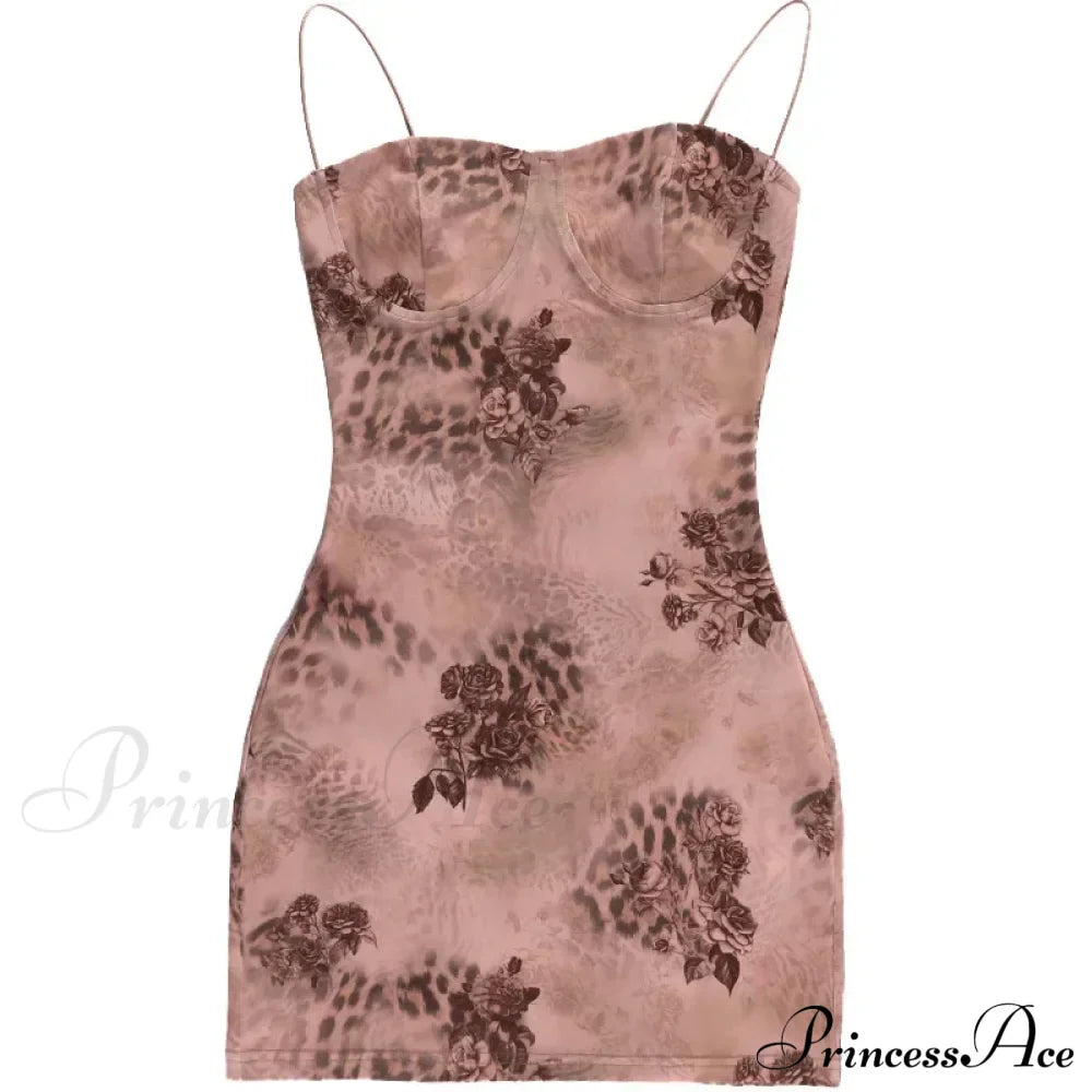 Y2K Vintage Party Mini Fashion Print Beach Style Backless Sun Floral Dress image 5