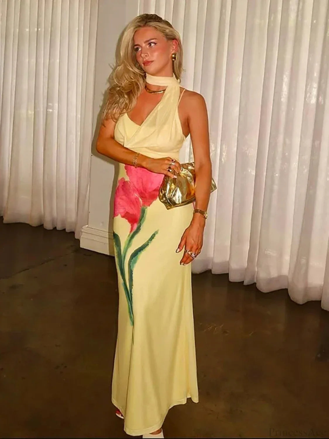 Yellow Backless Vacation Dress image 5