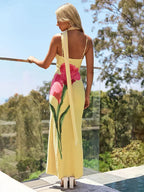 Yellow Backless Vacation Dress image 2