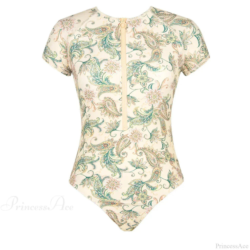 Zipper Short Sleeve High Neck One Piece Set image 4