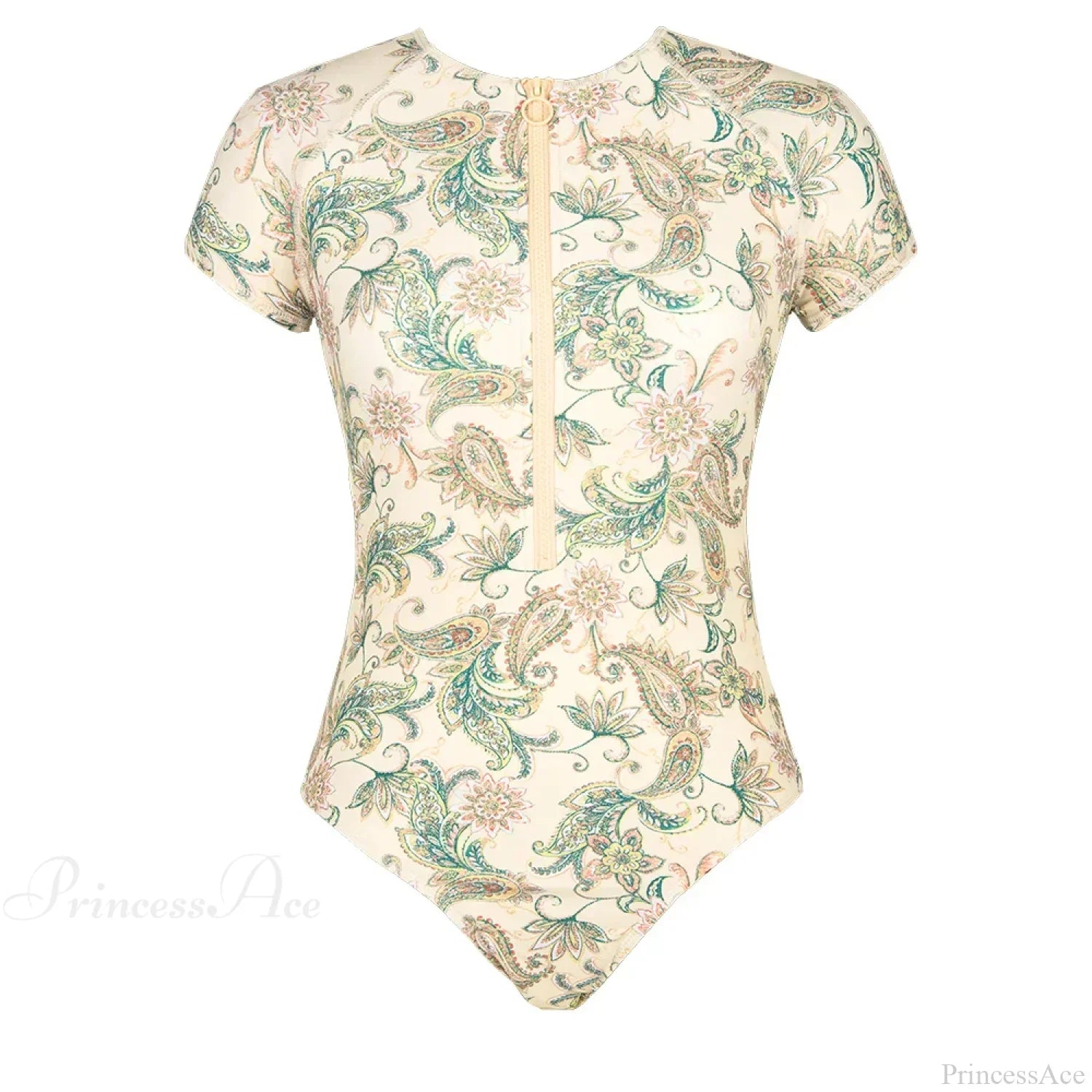 Zipper Short Sleeve High Neck One Piece Set image 4