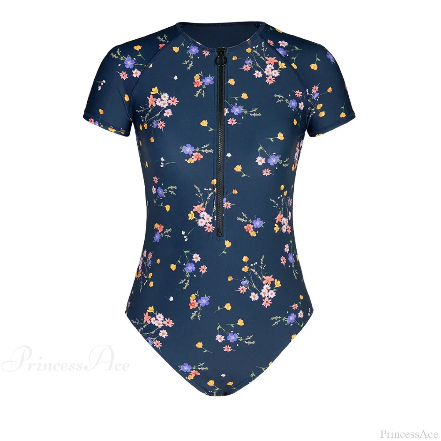 Zipper Short Sleeve High Neck One Piece Set image 3