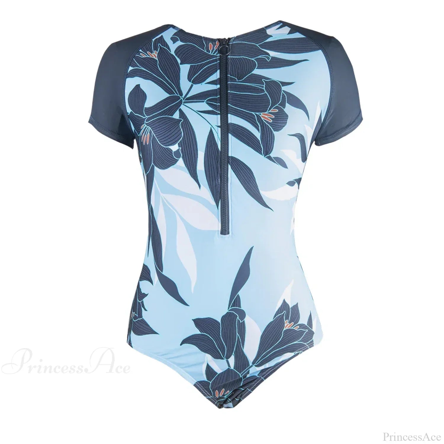 Zipper Short Sleeve High Neck One Piece Set image 2