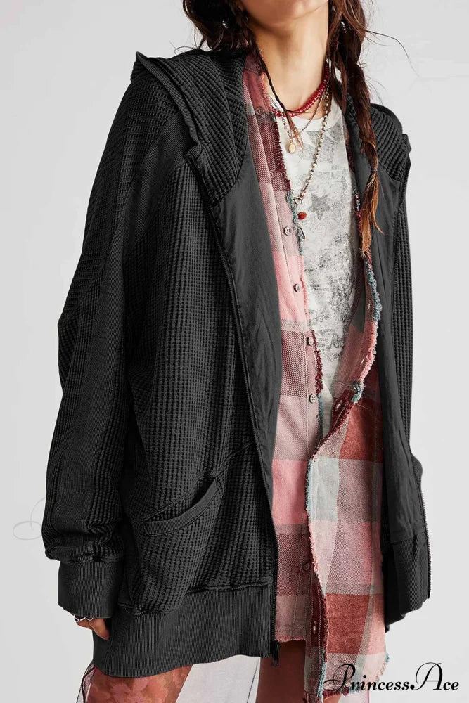 Zipper Waffle Hoodie image 6