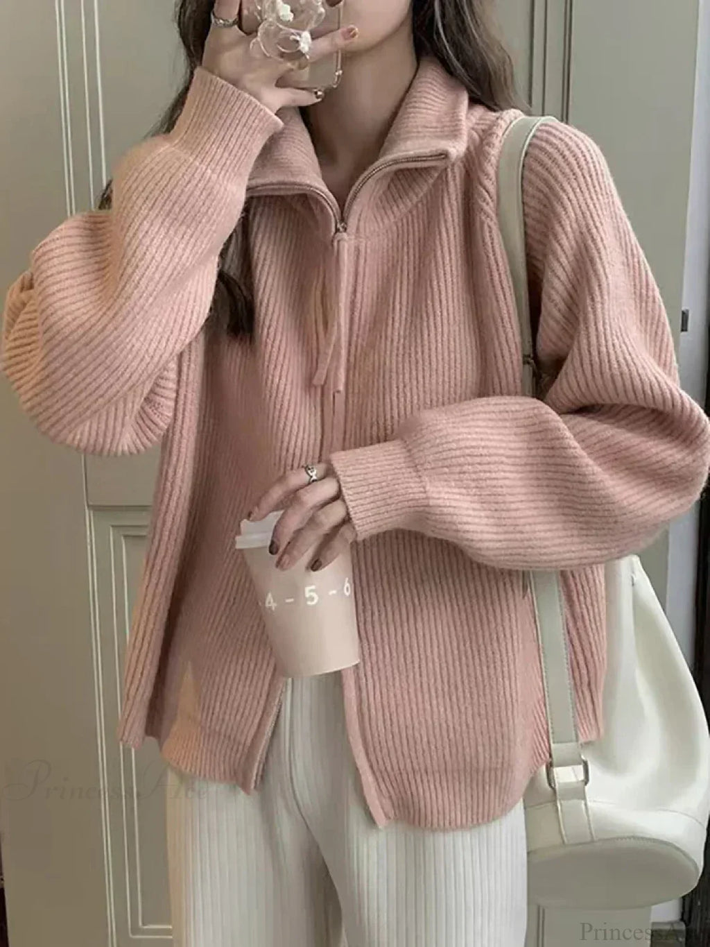 Zippered Knit Cardigan image 2